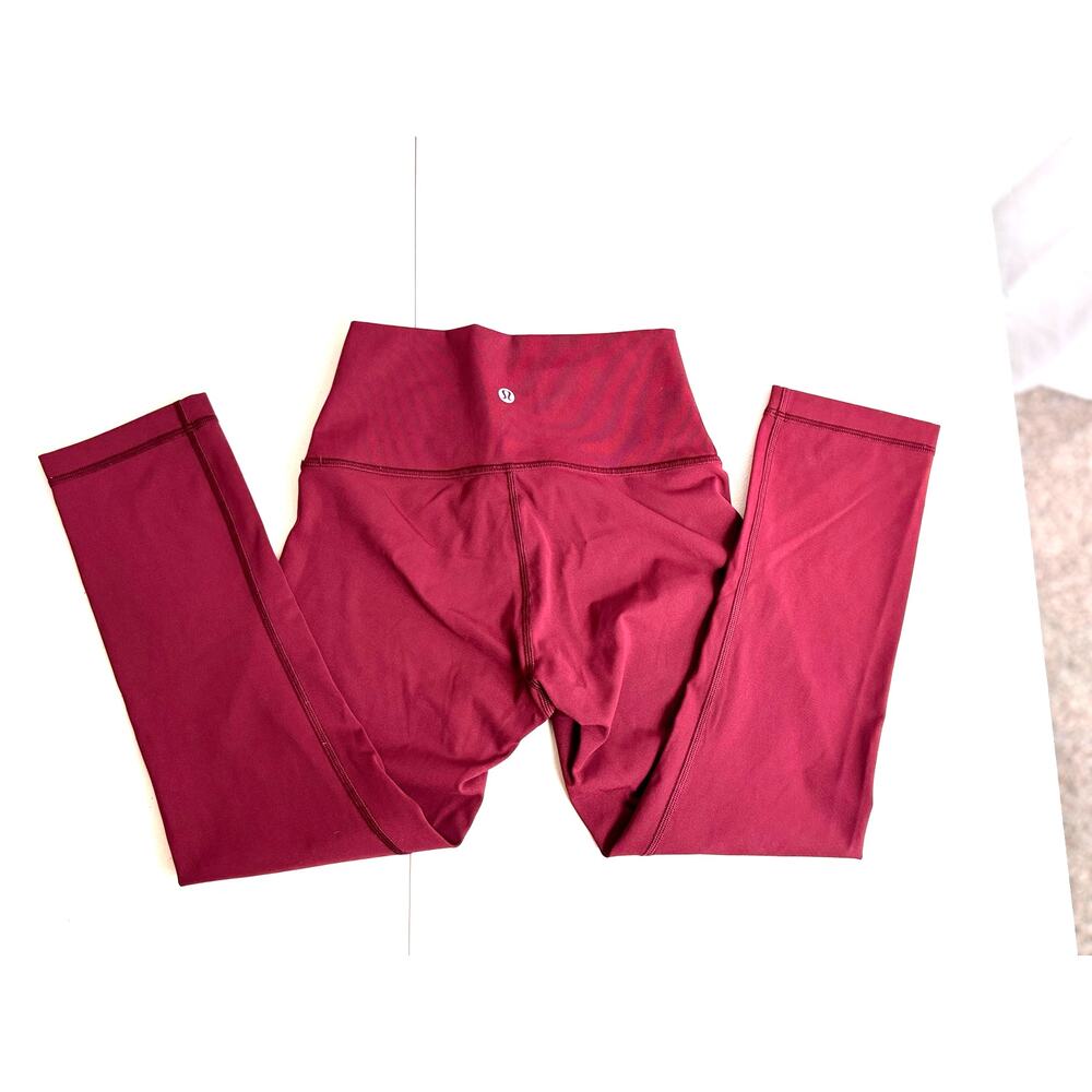 Lululemon Wunder Under High Rise red Iridescent Burgundy leggings  21" crop S 4